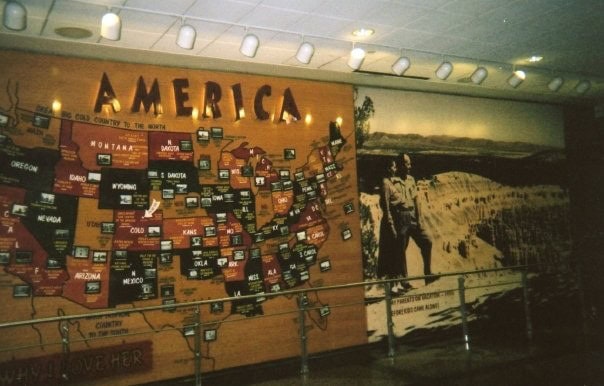 Colorful USA map display showcasing various states at A Hundred Affections, emphasizing American history and culture for visitors.