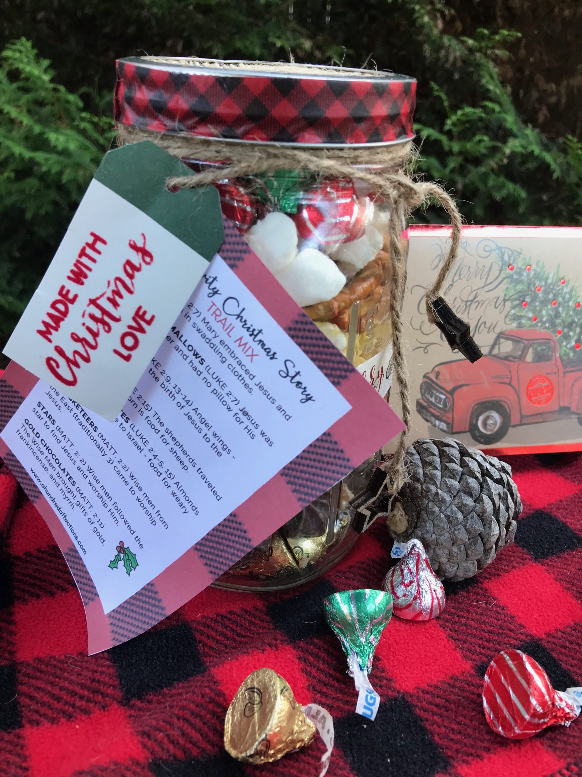 Nativity Christmas Story Trail Mix (Mason Jar Gift+ Free Printable Tag