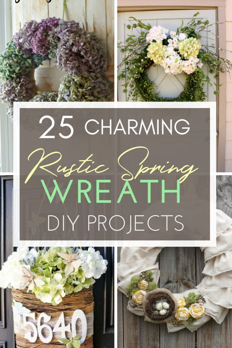 Colorful rustic spring flower wreaths with hydrangeas for home decor.
