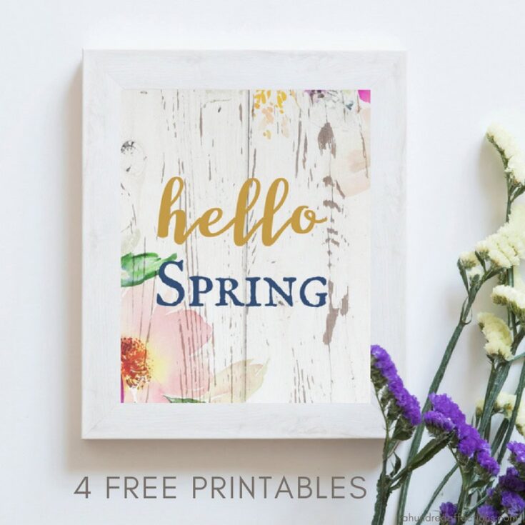 Colorful spring floral greeting sign with "hello spring" message, perfect for seasonal decor and spring-themed home or office decoration.