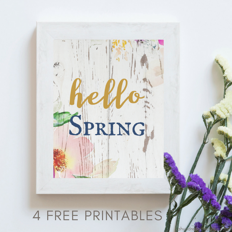 “Oh, Hello Spring” Free Printable Spring Wall Art - A Hundred Affections