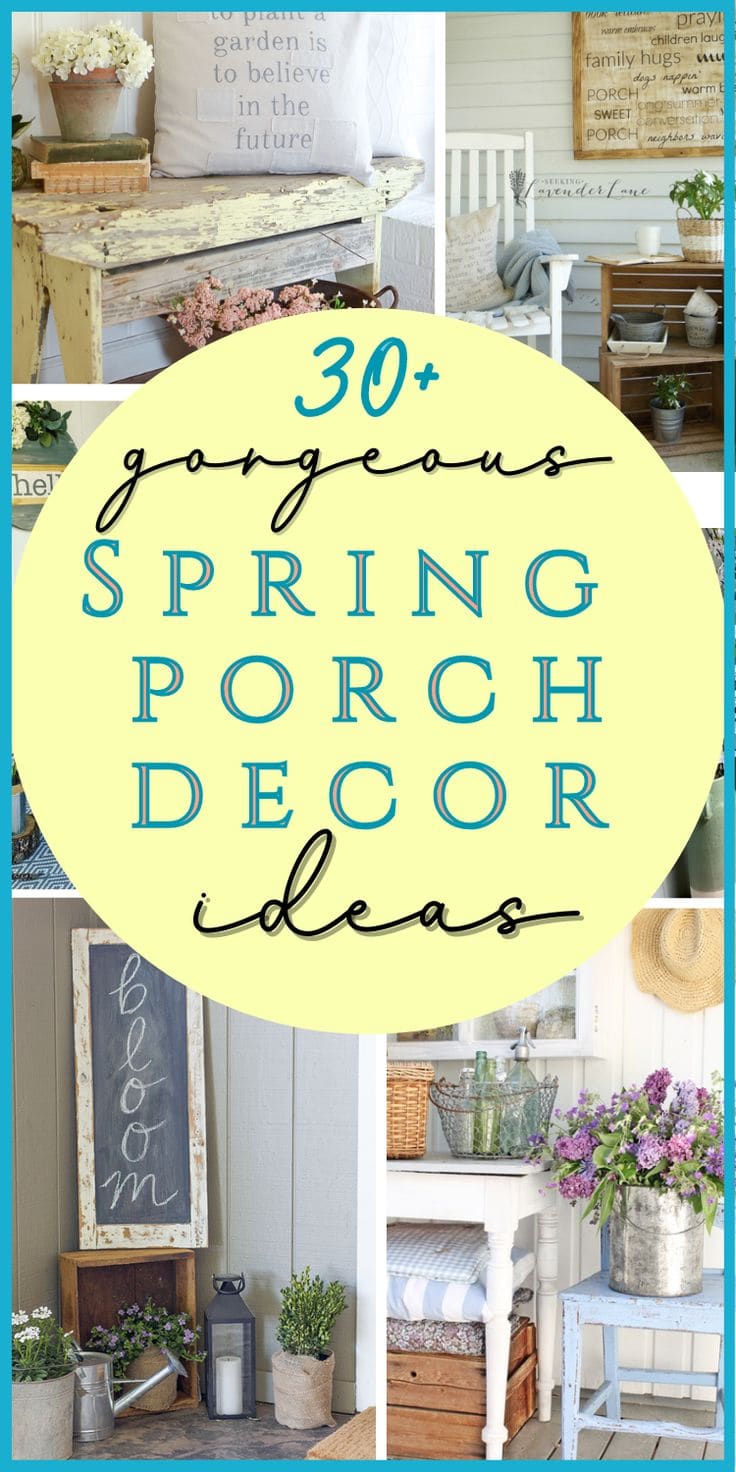Spring porch decor ideas, outdoor decorating, rustic vintage style, spring flowers, garden accents, charming porch decorations, cozy outdoor space, farmhouse style, flower arrangements, welcomes, outdoor furniture, gardening tips, cheerful porch decor, springtime home improvement, floral designs, seasonal porch styling, curb appeal enhancements, outdoor living inspiration, craft spring decorations, charming garden accents, A Hundred Affections.