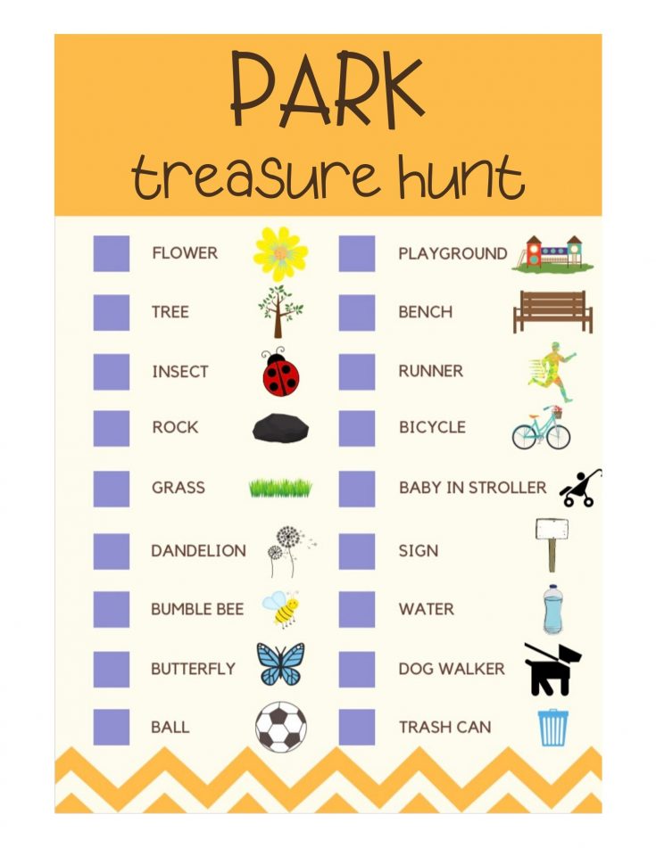 park treasure hunt - list of things your child can find will in the heart for a scavenger hunt