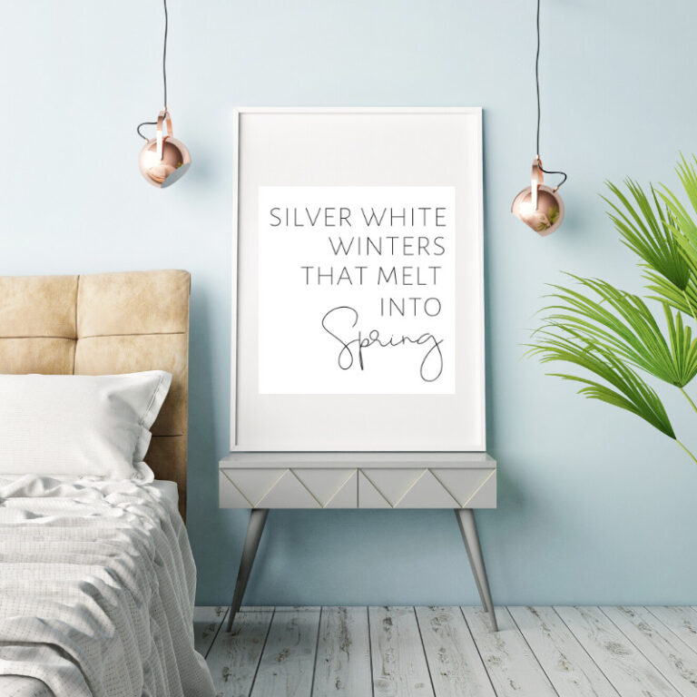 silver white winter printable in thin caps 