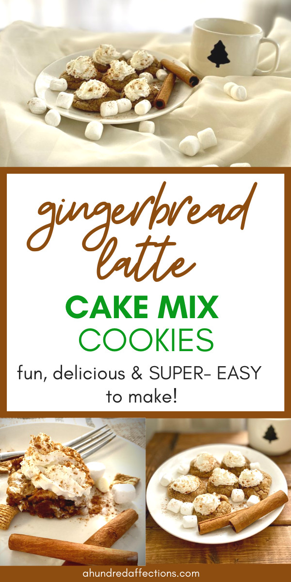 gingerbread latte cake mix cookies collage, pictures of plated cookies