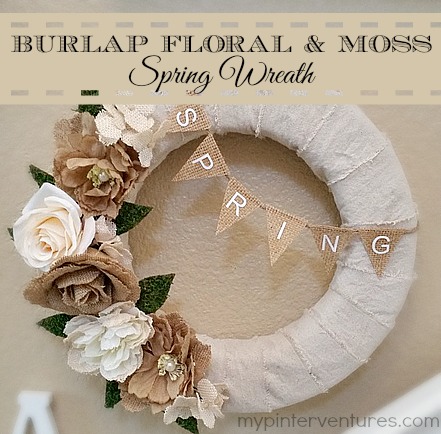 Image for Burlap Flowers and Moss Spring Wreath