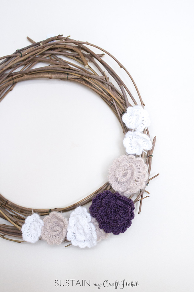 Image for DIY Mulberry Branch Wreath with Crochet Flower Pattern