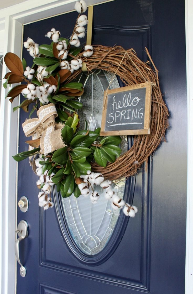 Image for Super Easy DIY Spring Wreath {using Magnolia and Cotton}