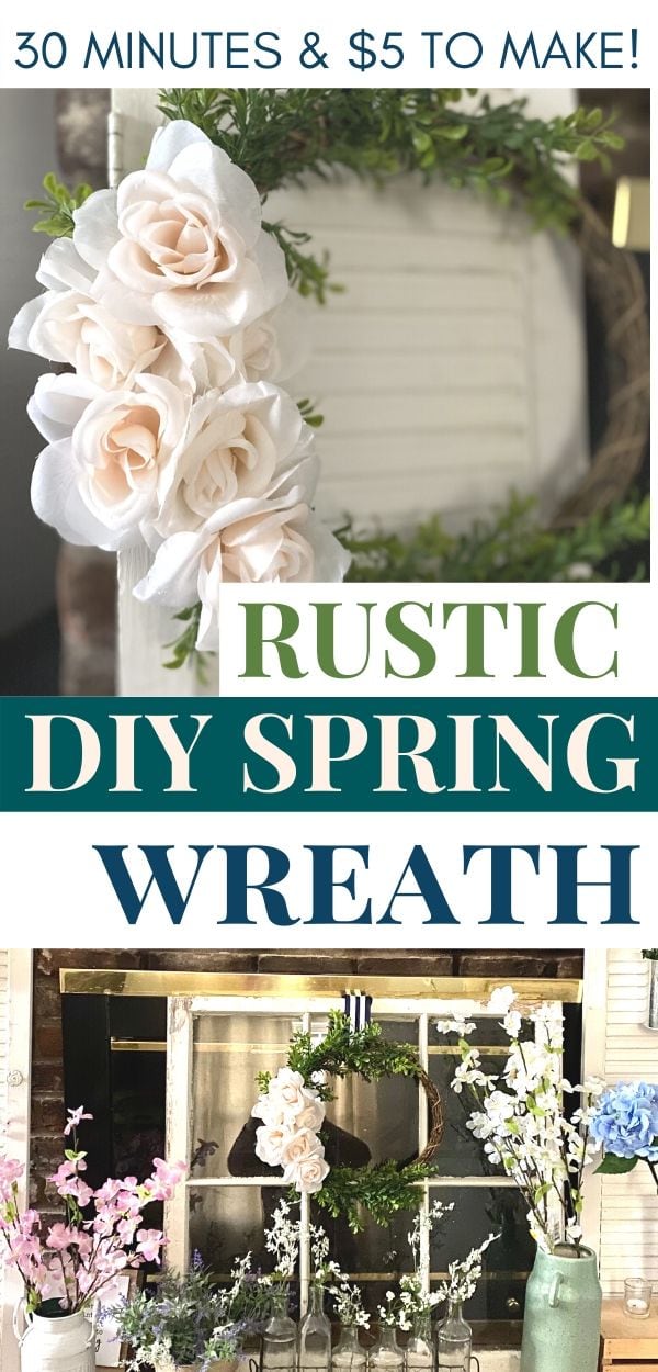bamboo wreath with boxwood greens and pale pink roses, rustic diy spring wreath, embroidery-hoop inspired