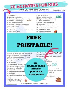 Creative kids activities ideas for staying indoors during social distancing.