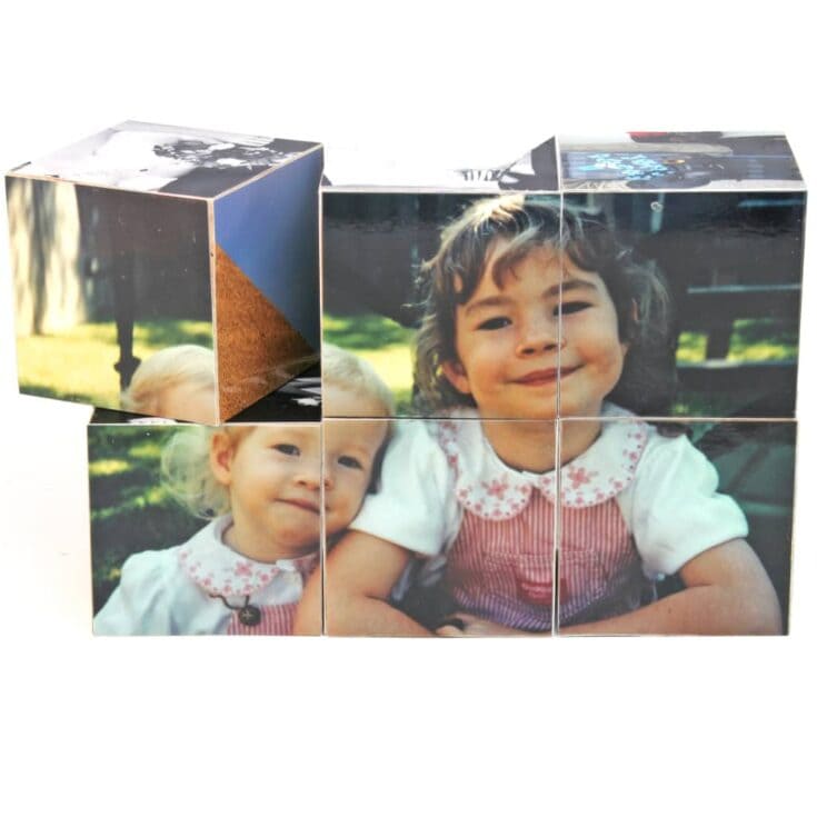 Colorful personalized photo cube featuring adorable children, perfect for capturing cherished memories with family and friends.