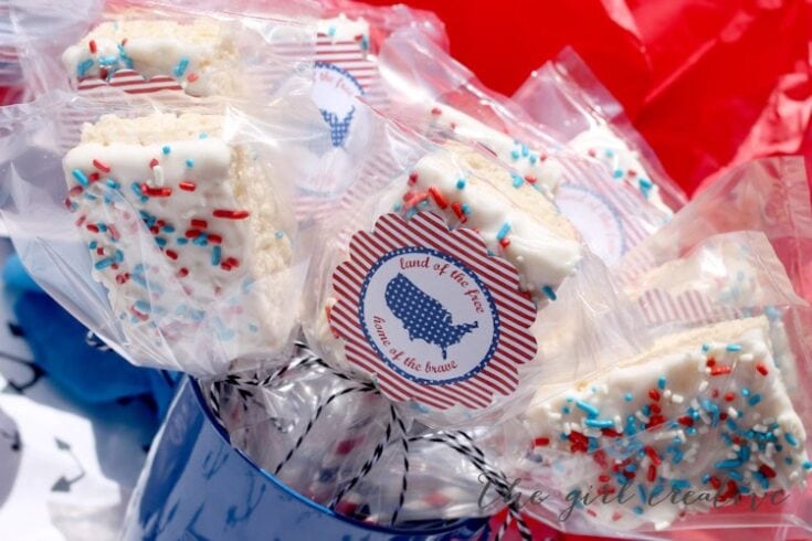 Sweet patriotic sugar cookies decorated with red, white, and blue sprinkles for American Independence Day celebration.