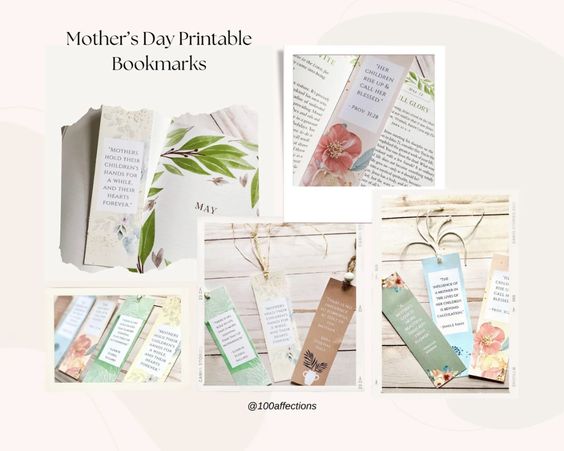 mother's day printable bookmark collage