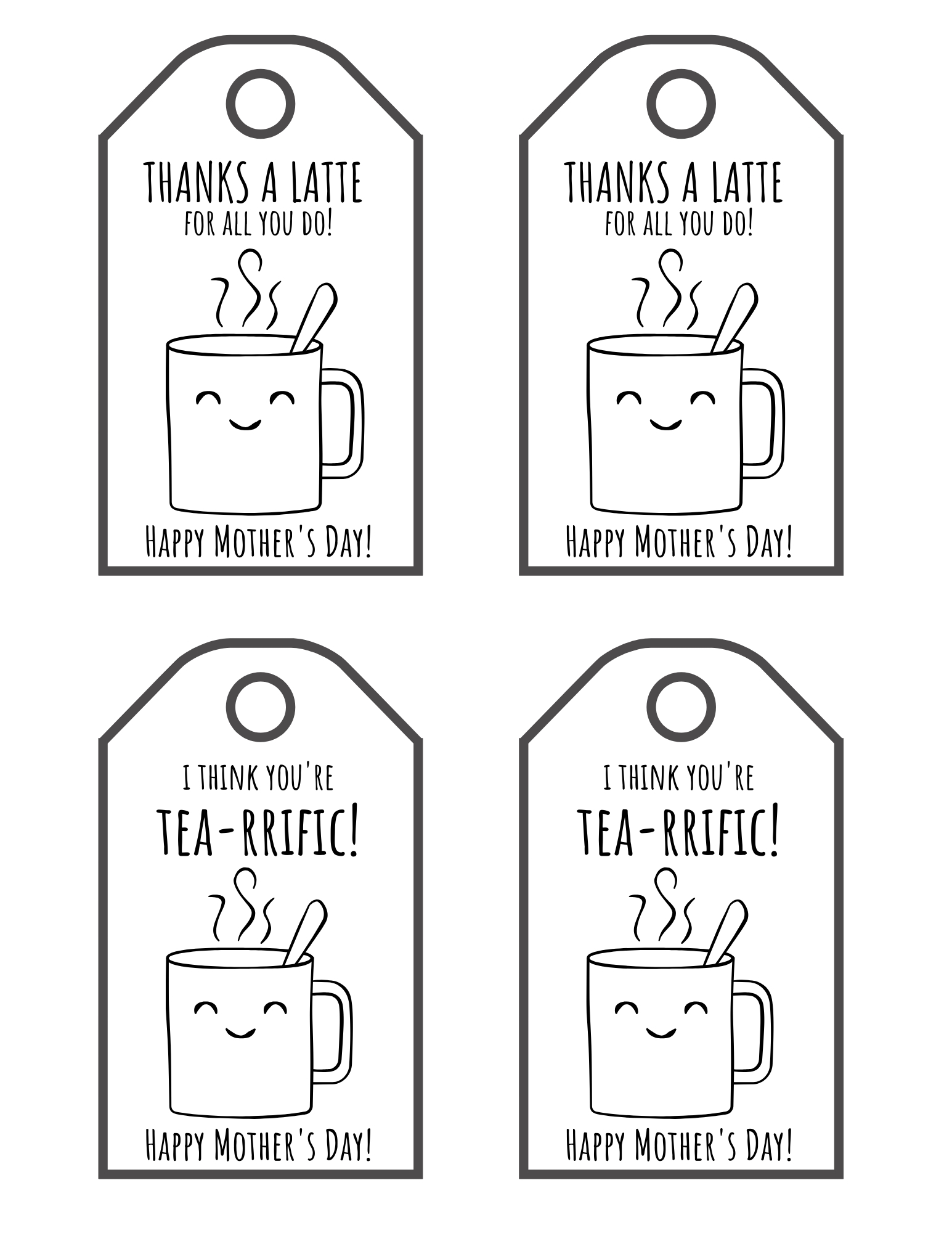 Coffee & Tea Free Printable Gift Tags A Hundred Affections