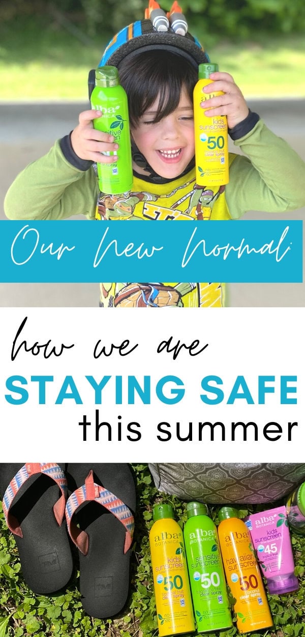 Brightly smiling child holding sunscreen bottles outdoors, promoting summer sun protection, safe skincare, and outdoor family activities.