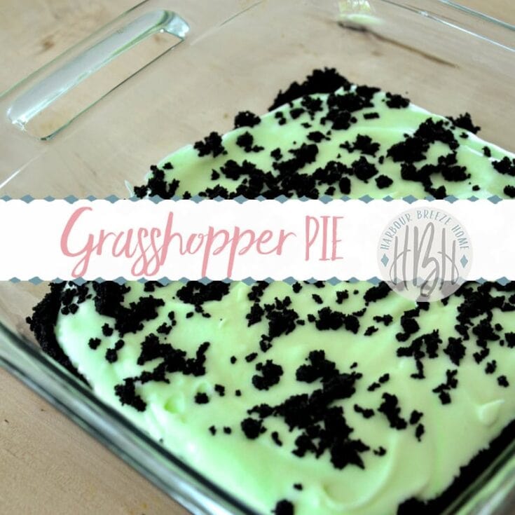 Buttercream pie with crushed cookies and a graham cracker crust, featuring green frosting and black cookie crumbs, served in a glass dish from A Hundred Affections bakery.