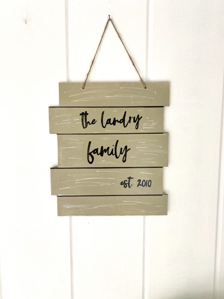 Handmade laundry family sign with rustic wood design, est. 2010, wall decor for laundry room, farmhouse style, decorative hanging plaque for family home, personalized laundry room decor.