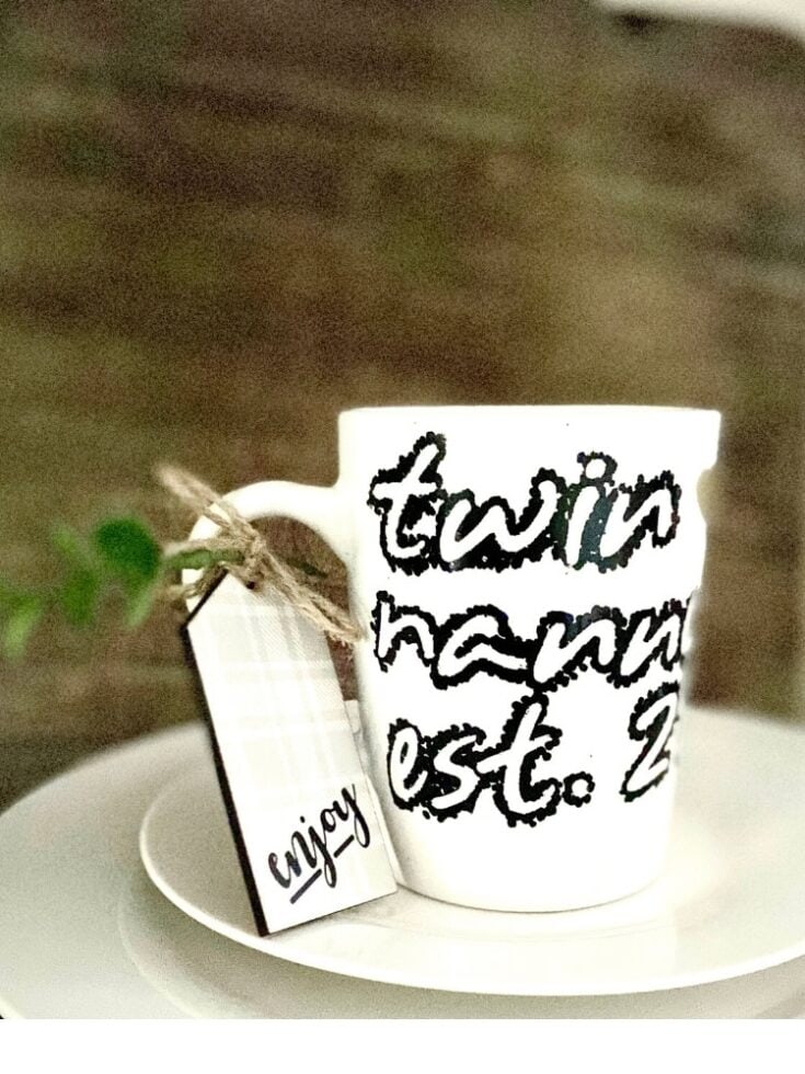 "Coffee mug with handwritten-style text, perfect for gifting or enjoying a warm beverage at home.".