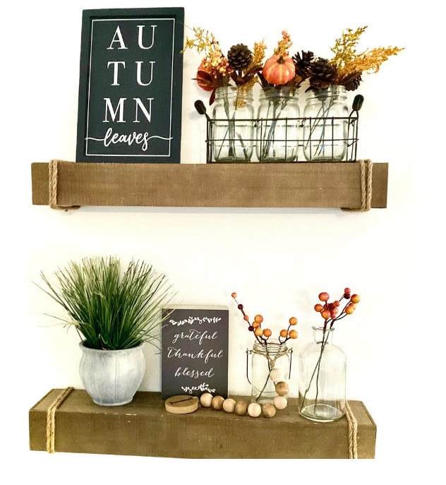 autumn leaves sign from target styled on shelf