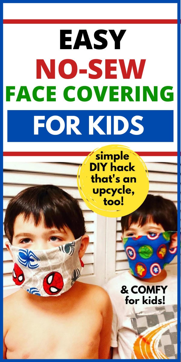 no sew face maks pin with boys in face coverings