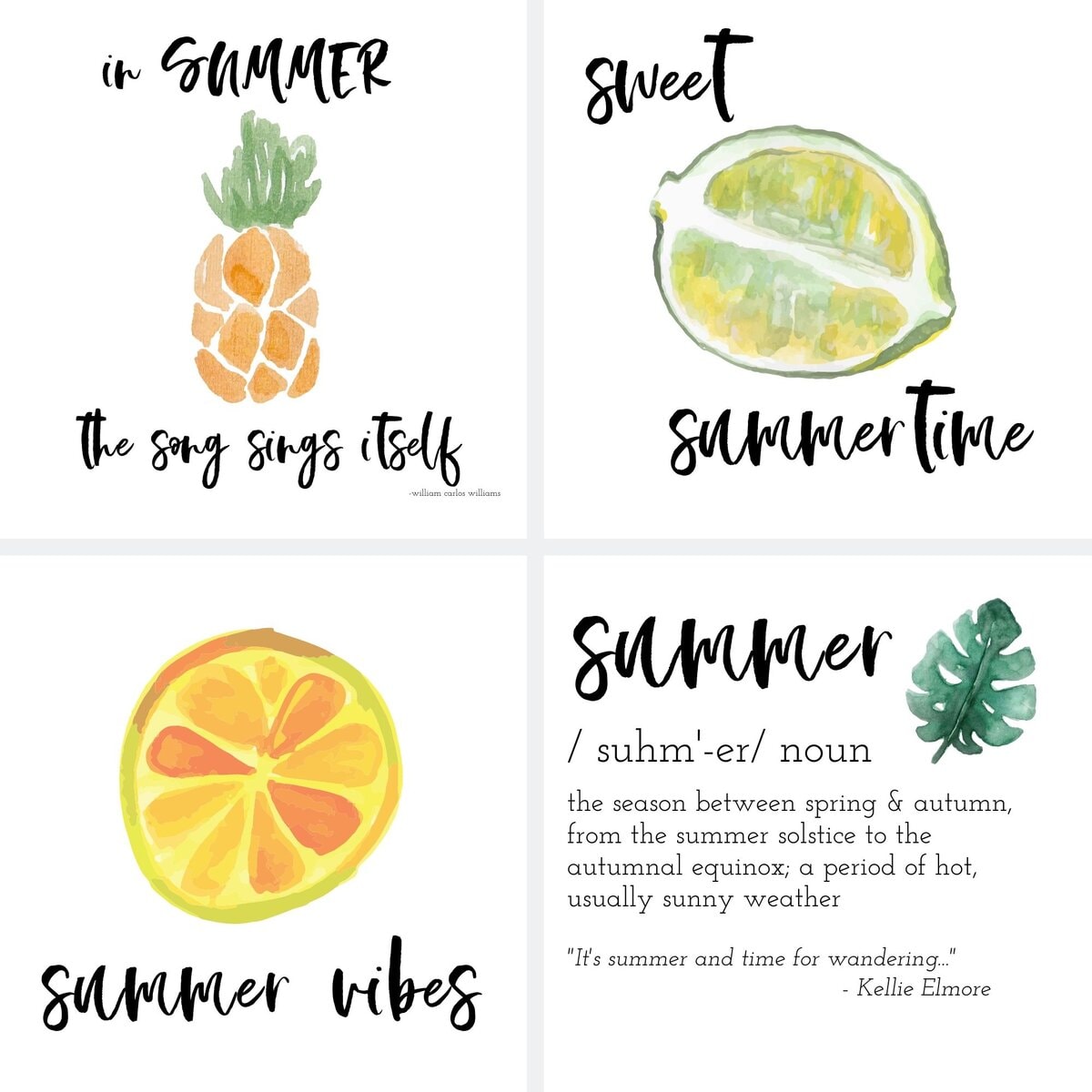 Pineapple watercolor illustration for summer, tropical fruit art, summer vibes, seasonal decor, summer inspiration.