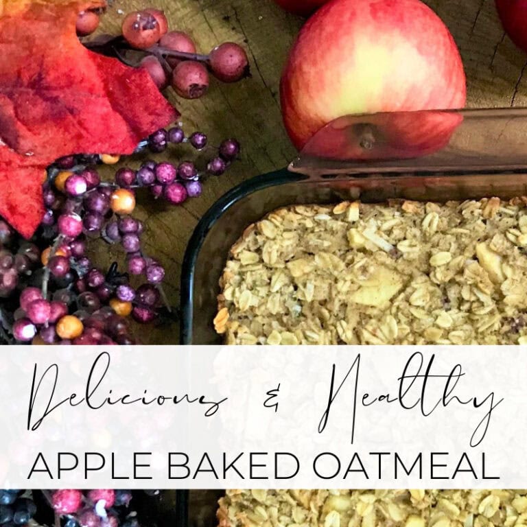 Homemade apple baked oatmeal with fresh apples and oats, healthy breakfast idea, nutritious and delicious, perfect for cozy mornings and fall-themed meals.