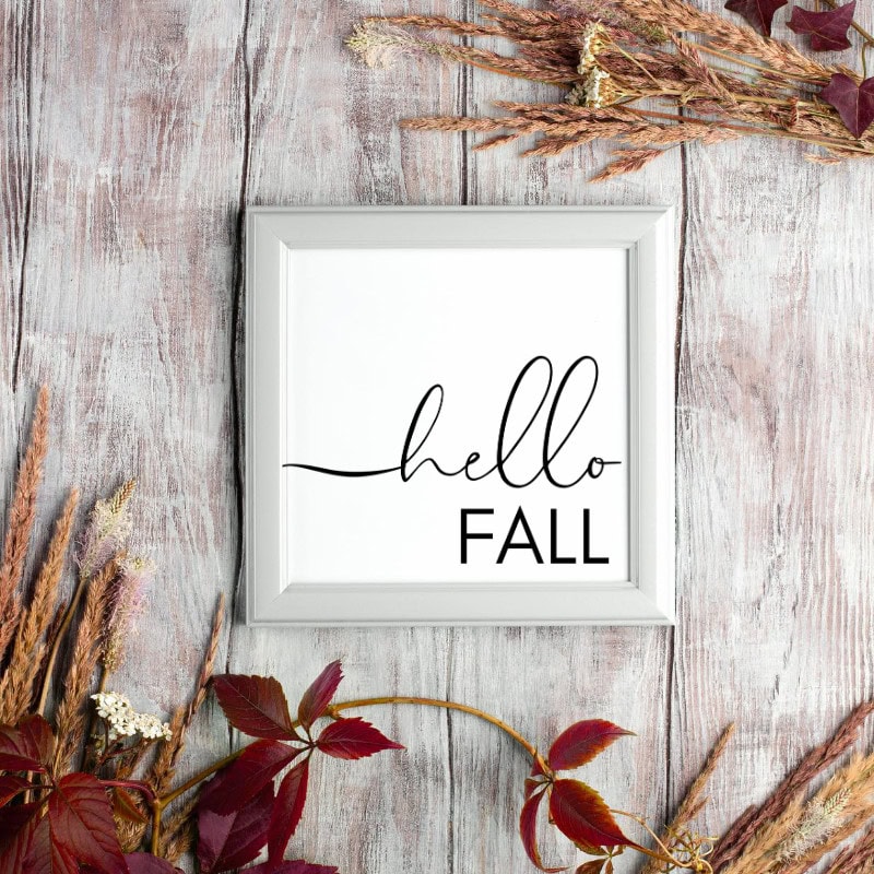 hello fall printable in frame