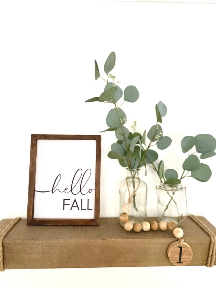 8x10 printable sign hello fall in wood frame