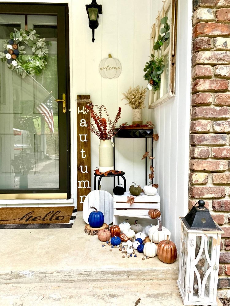 fall navy copper porch