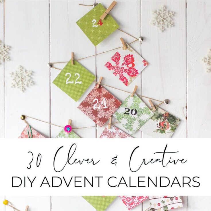 Advent calendar with colorful fabric pockets hanging on a white wooden wall, each numbered for December days, creating a festive holiday countdown display.