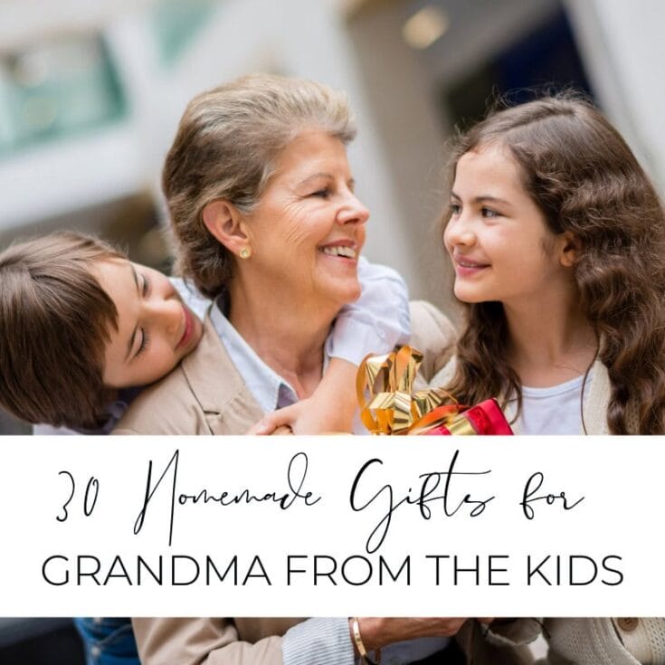 Heartwarming moment of a grandmother receiving a homemade gift from her grandchildren, showcasing family love and meaningful gift ideas for grandmothers.