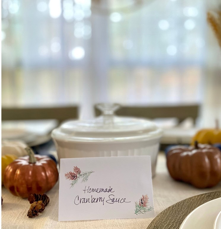 pine cone food tag for Thanksgiving