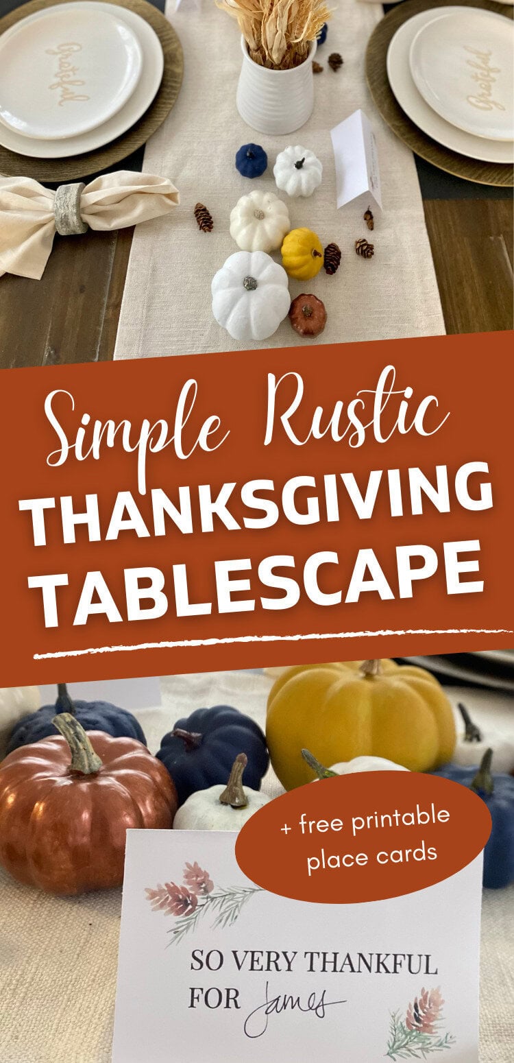 simple rustic Thanksgiving Tablescape pin w
