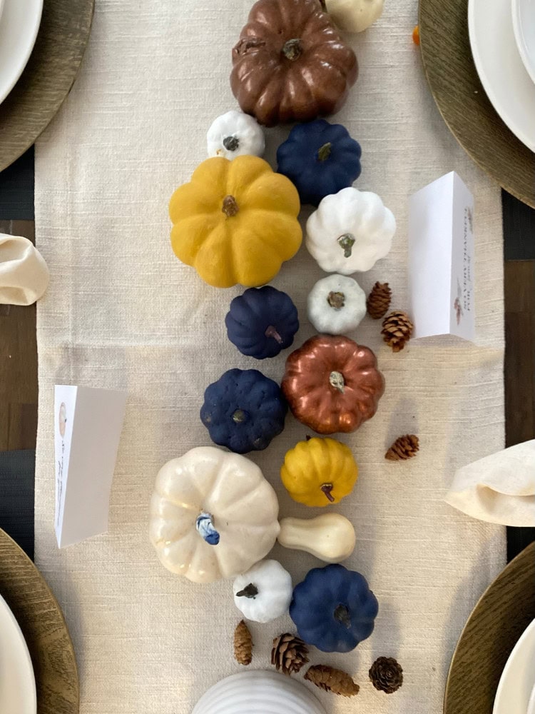 top view table with pumpkins