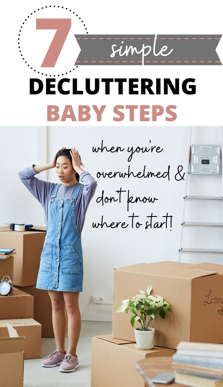 overwhelmed woman surrounded by boxes how to declutter when you don't know where to start