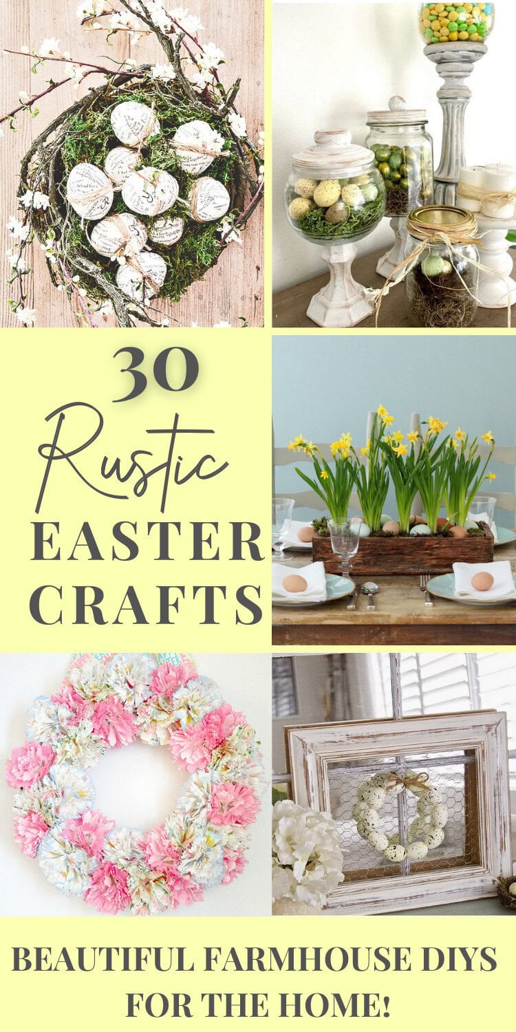 A rustic Easter wreath made of pink and white fabric flowers, perfect for farmhouse spring decor and DIY Easter crafts.