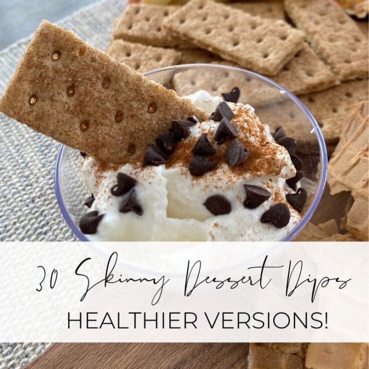 Crunchy whole-grain skinny dessert dip paired with whipped cream, mini chocolate chips, and graham crackers, perfect for healthy dessert options and guilt-free snacking.