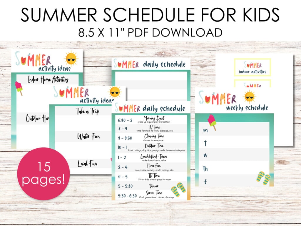 multiple page summer schedule mockup