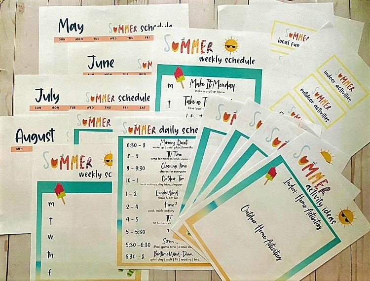 Make It Monday summer activity schedule and weekly planner for kids and families, featuring outdoor and indoor activities for a fun summer routine.