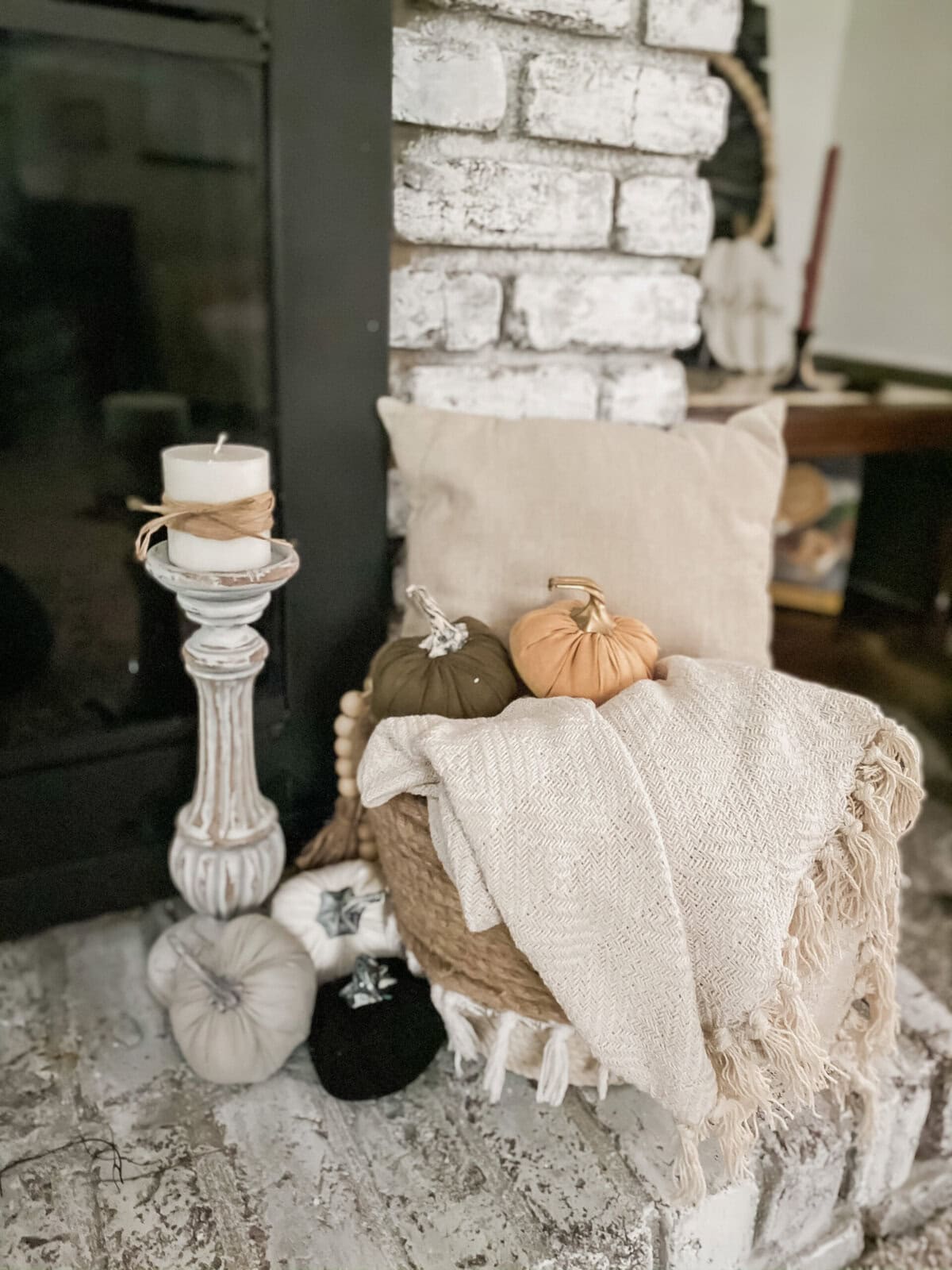 fall fireplace cozy baskets
