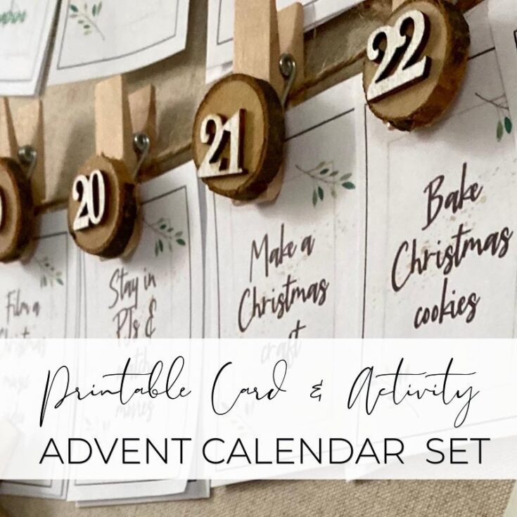 A Hundred Affections printable advent calendar set with numbered clips and coordinating holiday activity cards for festive countdowns and family traditions.