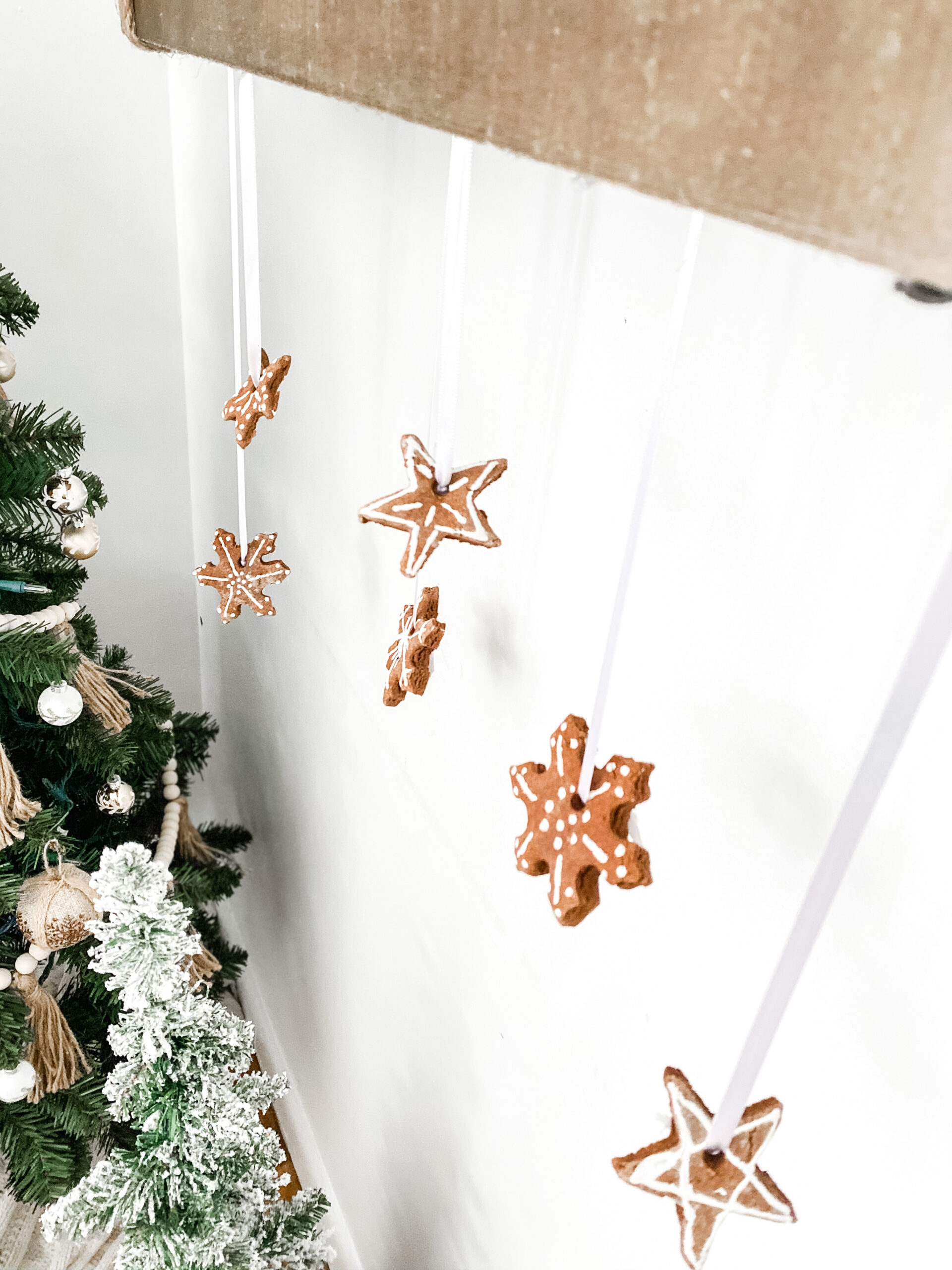 hanging applesauce cinnamon stars and snowflakes