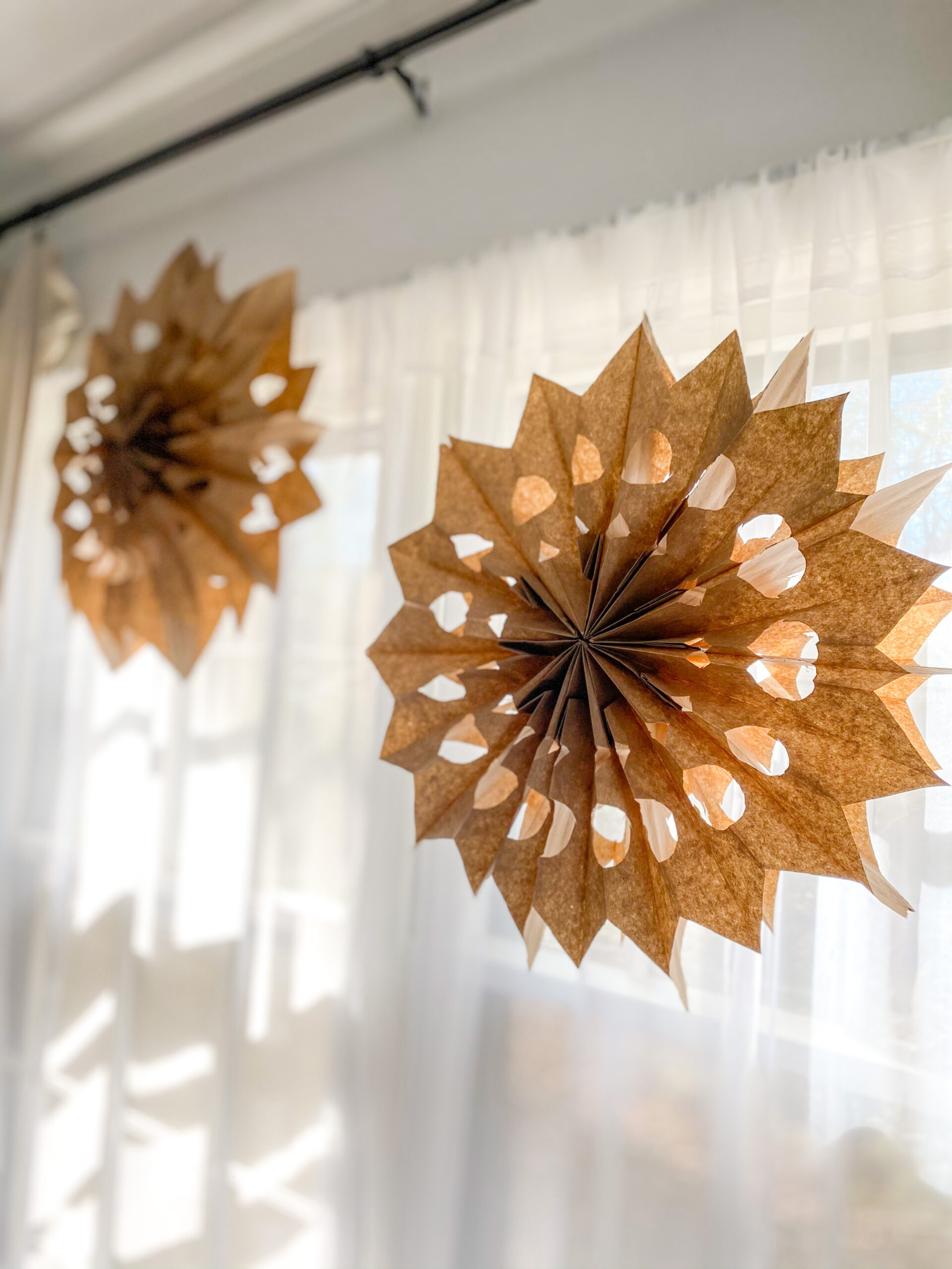 paper bag snowflake from window