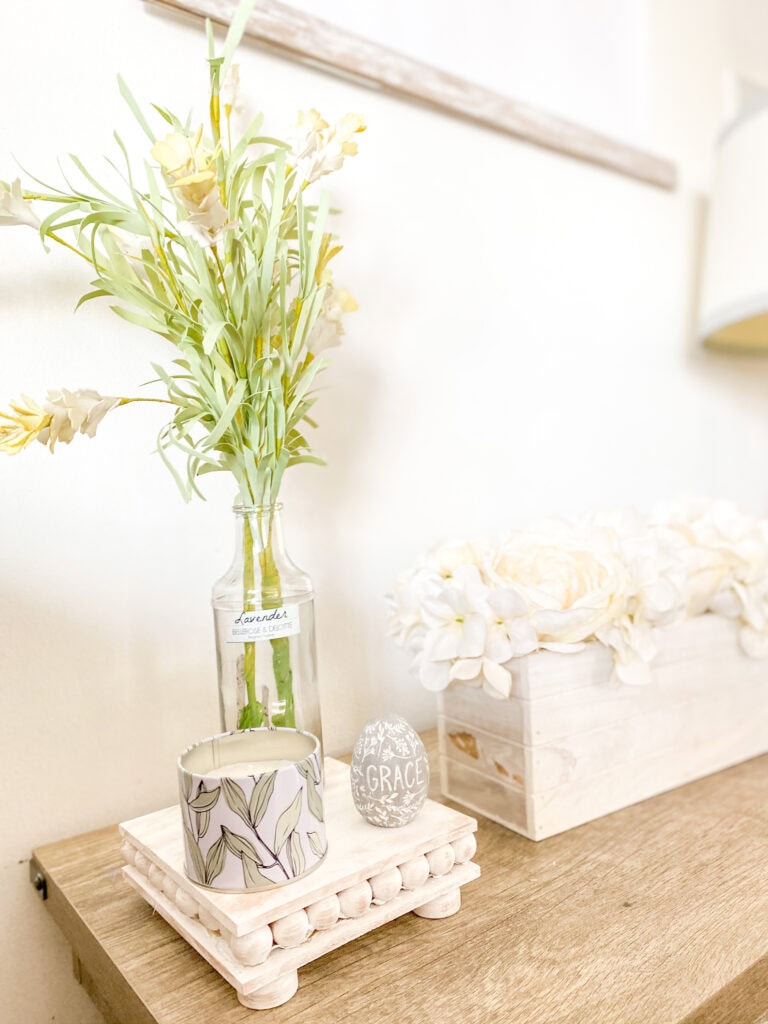 spring vignette on table