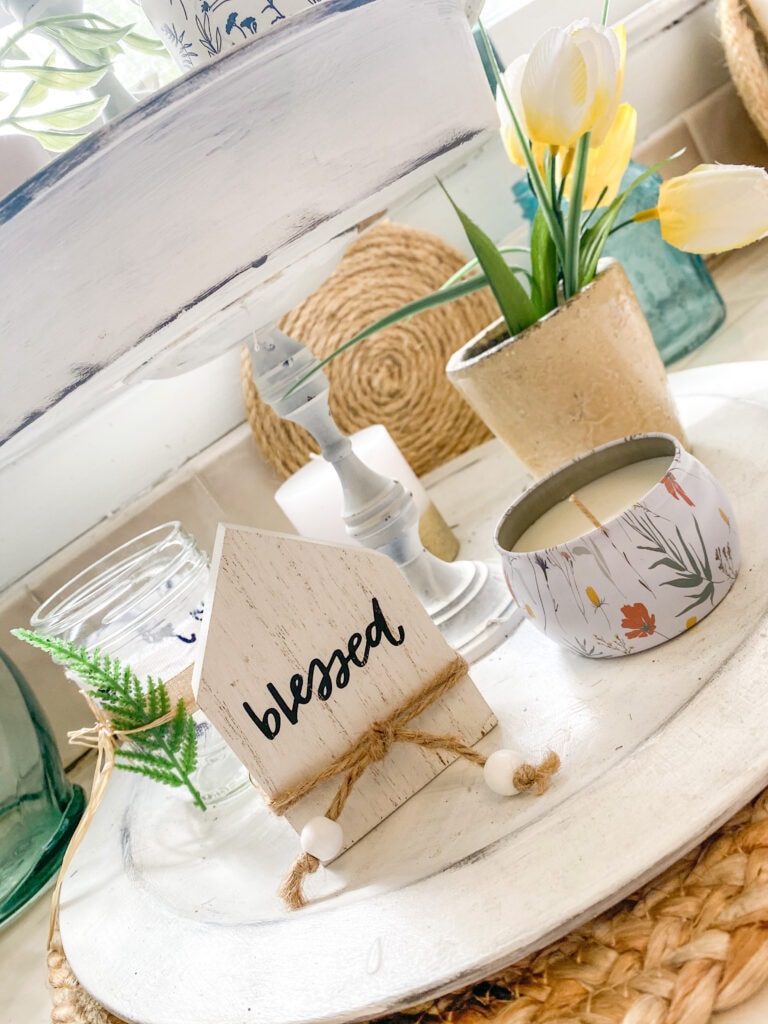 blessed tiered tray for spring