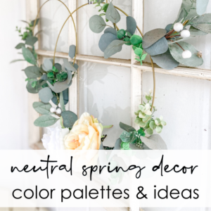 window pane with hoop wreaths for neutral spring decor