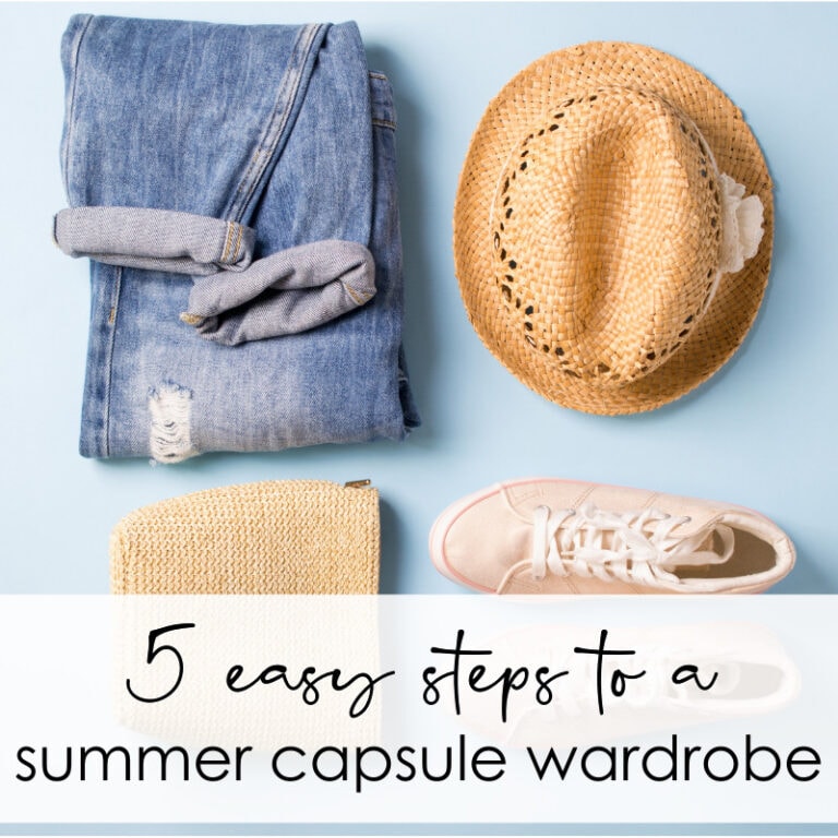 Light denim jeans, beige straw sun hat, white sneakers, yellow textured clutch, and light blue background.