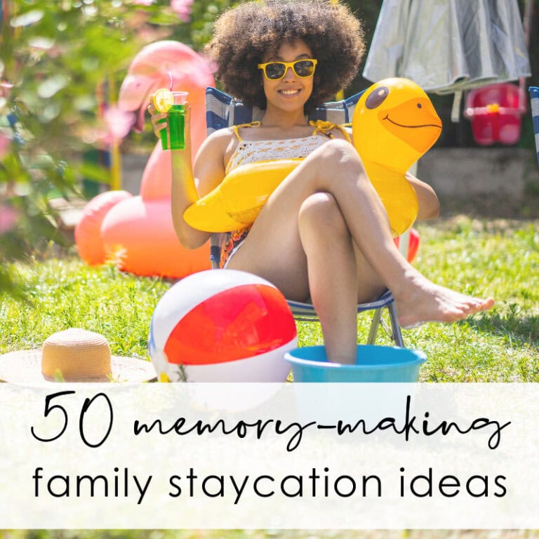 Fun summer family vacation with inflatable duck float, beach ball, and drinks in a lively backyard setting, perfect for creating lasting memories together.