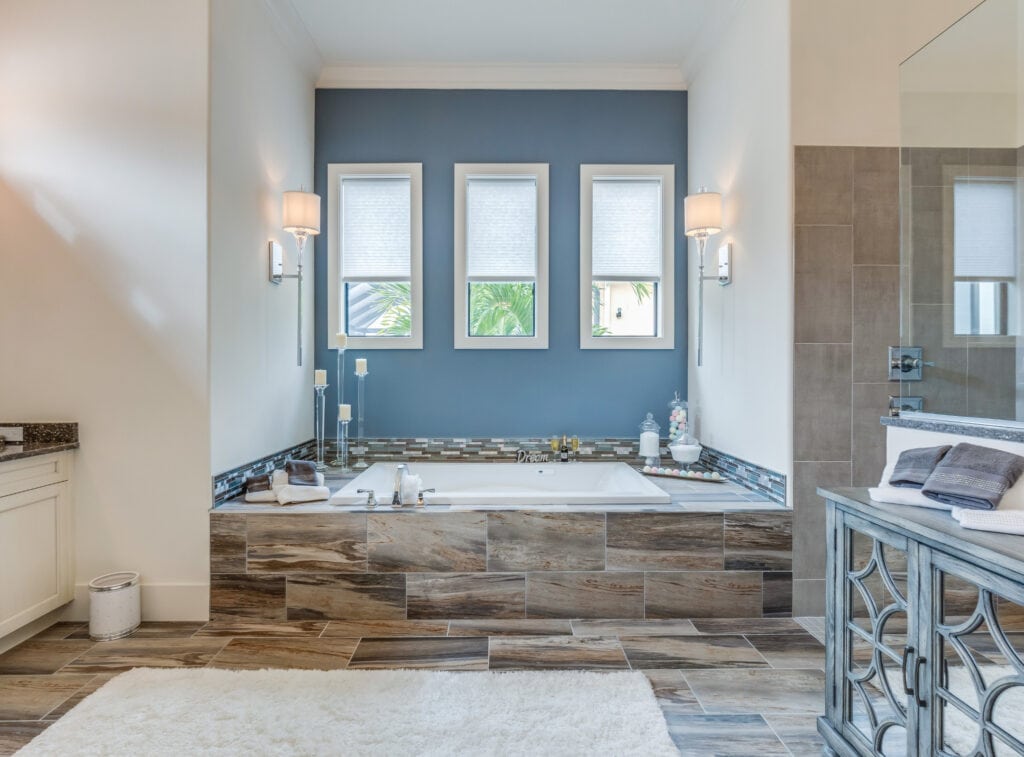 separate tub by window area in master bath