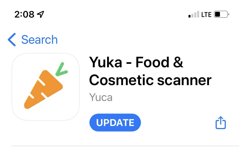 Carrot-shaped cosmetic scanner app icon, food and beauty product identification tool, mobile application for skincare, health, and beauty insights, user-friendly interface, popular wellness app.